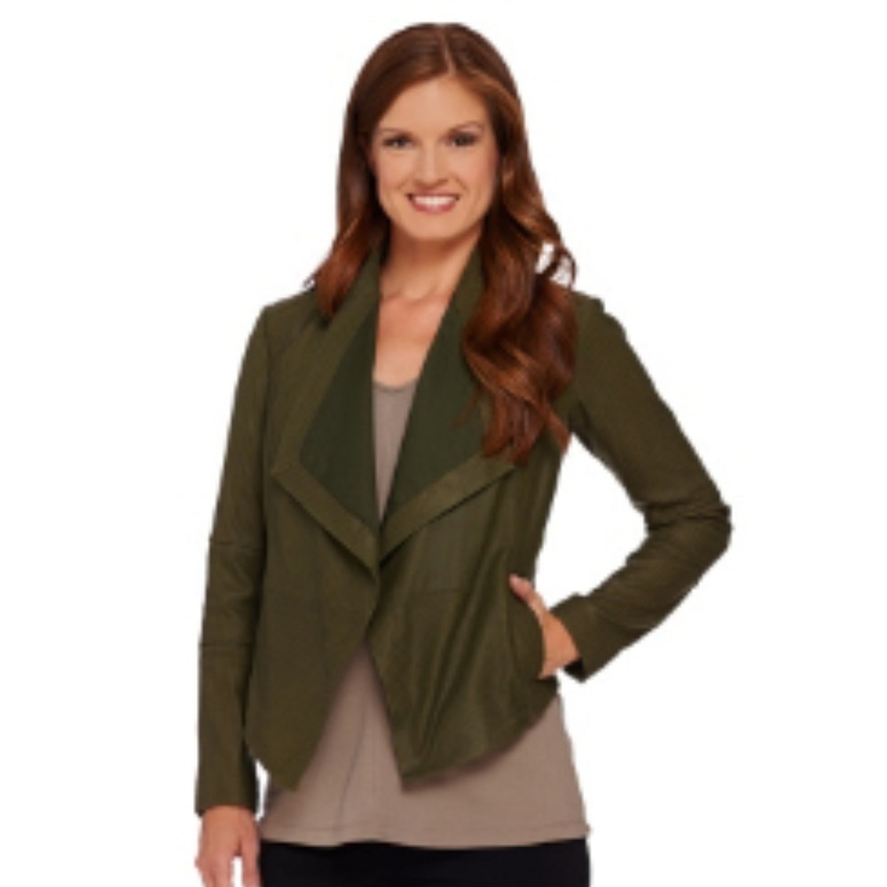 G.I.L.I Open Front Waterfall Leather Jacket